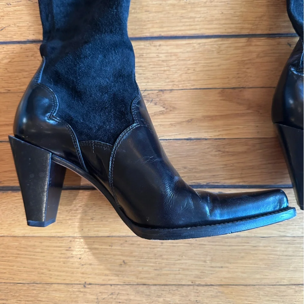 Donald Pliner Black suede & leather Over-the-Knee Women's Boots size 7 - Picture 3 of 8
